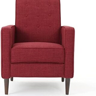 GDFStudio Mason Mid-Century Modern Tuft Back Recliner (Qty of 1, Fabric/Red).