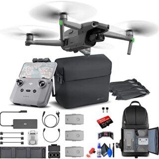 DJI Mavic Air 2 Fly More Combo - Drone Quadcopter UAV with 48MP Camera, 4K Video, 8K Hyperlapse, 34min Flight Time (CP.MA.00000167.03) + Backpack + 64GB Card + Cleaning Kit + Memory Wallet + More