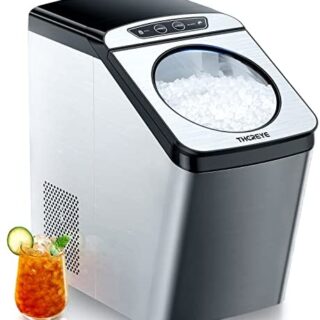 Thereye Countertop Nugget Ice Maker, Pebble Ice Maker Machine, 30lbs Per Day, 2 Ways Water Refill, 3Qt Water Reservoir & Self-Cleaning, Stainless Steel Finish Ice Machine for Home Office Bar Party