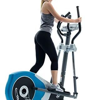 Standard Stride 17” Programmable Elliptical Exercise Cross Trainer with Adjustable Arms and Pedals and HRC Control for Cardio Fitness Strength Conditioning Workout at Home or Gym