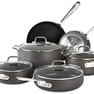 All-Clad E785SC64 Ha1 Hard Anodized Nonstick Dishwasher Safe PFOA Free Cookware Set, 10-Piece, Black