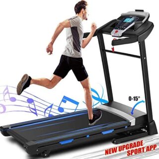 Treadmill,3.25HP Home Treadmills with Incline,Fitness APP, Bluetooth Speaker and LCD Display, 300 LBS Capacity Electric Portable Running Walking Jogging Machine for Home Gym Office Use