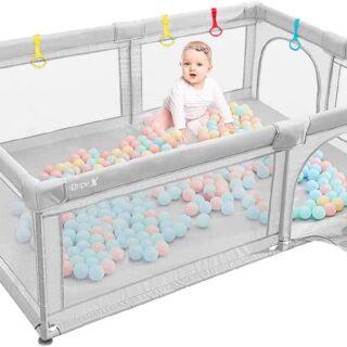 Baby Playpen Large, Safe Baby Playard with Zipper Gates, Playpen for Babies and Toddlers, Anti-Fall Kids Activity Center Indoor & Outdoor, Portable Baby Fence with Visible Mesh, Safe No Gaps