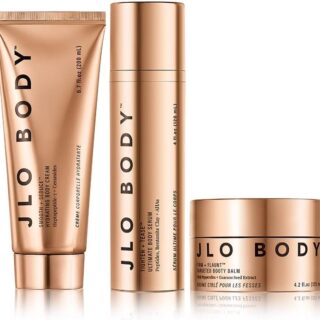 JLO BEAUTY The Ultimate Body Trio | Includes 4.2 fl oz Booty Balm, 4 fl oz Body Serum & 6.7 fl oz Body Cream | Brightens, & Firms for Smooth Skin
