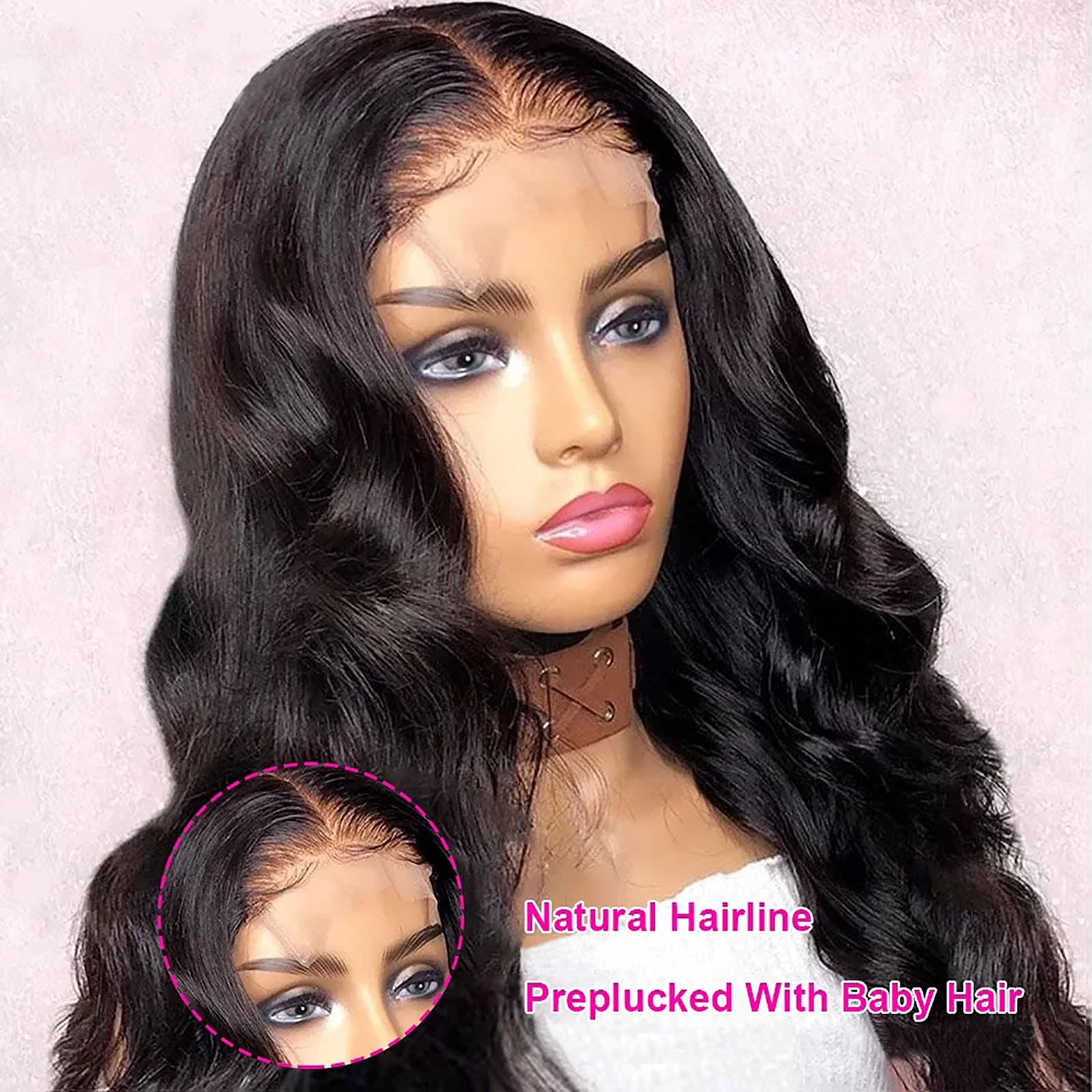 Siji Mei Lace Front Wigs Human Hair Body Wave 4x4 Lace Closure Wigs for Black Women Pre Plucked with Baby Hair 150% Density Brazilian Lace Front Closure Wigs Human Hair Natural Color 18 Inch - Image 4