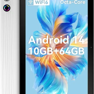 Tablet 10 Inch Android 14 Tablets,10GB+64GB,1TB Expand, Widevine L1 Compatible Octa-Core Tablet with WiFi 6,5000mAh,Dual 8MP Camera, Face ID Android Tablet (White)