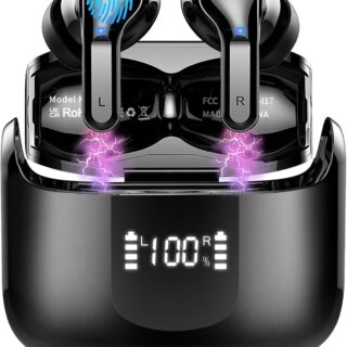 Wireless Earbud, Bluetooth Headphones 5.3 NEW 40H Ear Buds Bass Stereo Earphones Noise Cancelling Earbud with 4 ENC Mic in-Ear Bluetooth Earbud USB-C LED Display IP7 Waterproof Sport for Android iOS