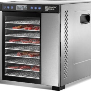 Magic Mill Food Dehydrator Machine | 11 Stainless Steel Trays | Adjustable Timer and Temperature Control | Jerky, Herb, Meat, Beef, Fruits and Vegetables Dryer | Safety Over Heat Protection