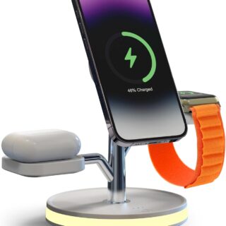 Brookstone 3 in 1 Wireless Charging Station Compatible with MagSafe Charger for Apple Fast Wireless Charger Stand for iPhone 15,14,13,12 Pro Max Series, iWatch Series, Airpods 3, 2, Pro