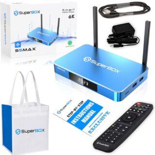 2024 5S Super MAX Bundle 6K with Built-in Voice Control System - Includes Reusable Tote, Easy Setup Guide by Seller, CA Support,and Voice Remote - Android 12, 4GB RAM, 64GB Storage