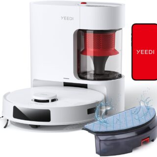 Yeedi C12 Plus Robot Vacuum and Mop, 8000Pa Strong Suction, 7-Week Dust Storage, Bagless Dust Bin, PureCyclone Tech, ZeroTangle Brush, White
