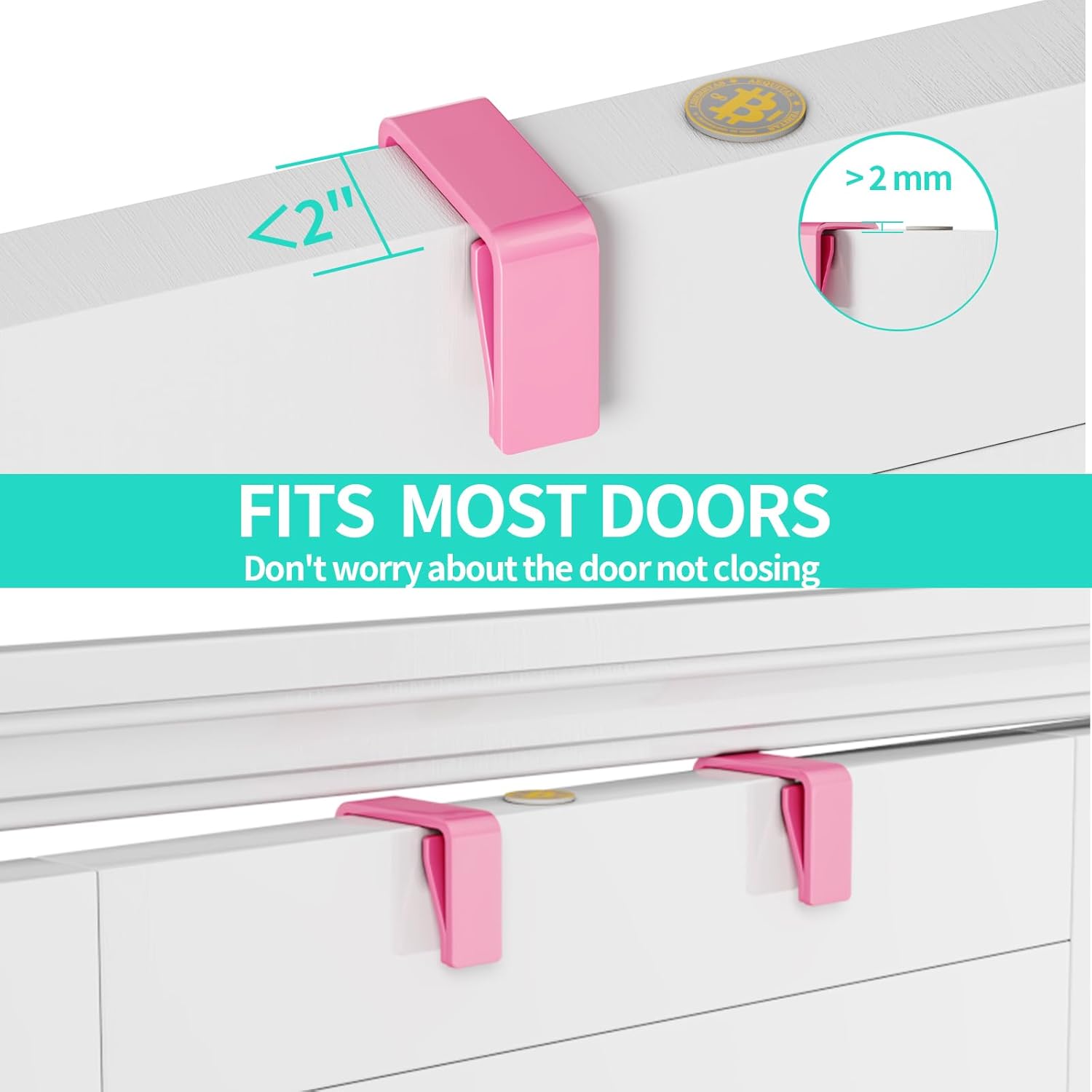 HapiRm Over Door Organizer Storage - Separable Door Organizer Hanging with 6 Metal Large Capacity Baskets for Bathroom Bedroom Kitchen Pantry Closet (Pink) - Image 8