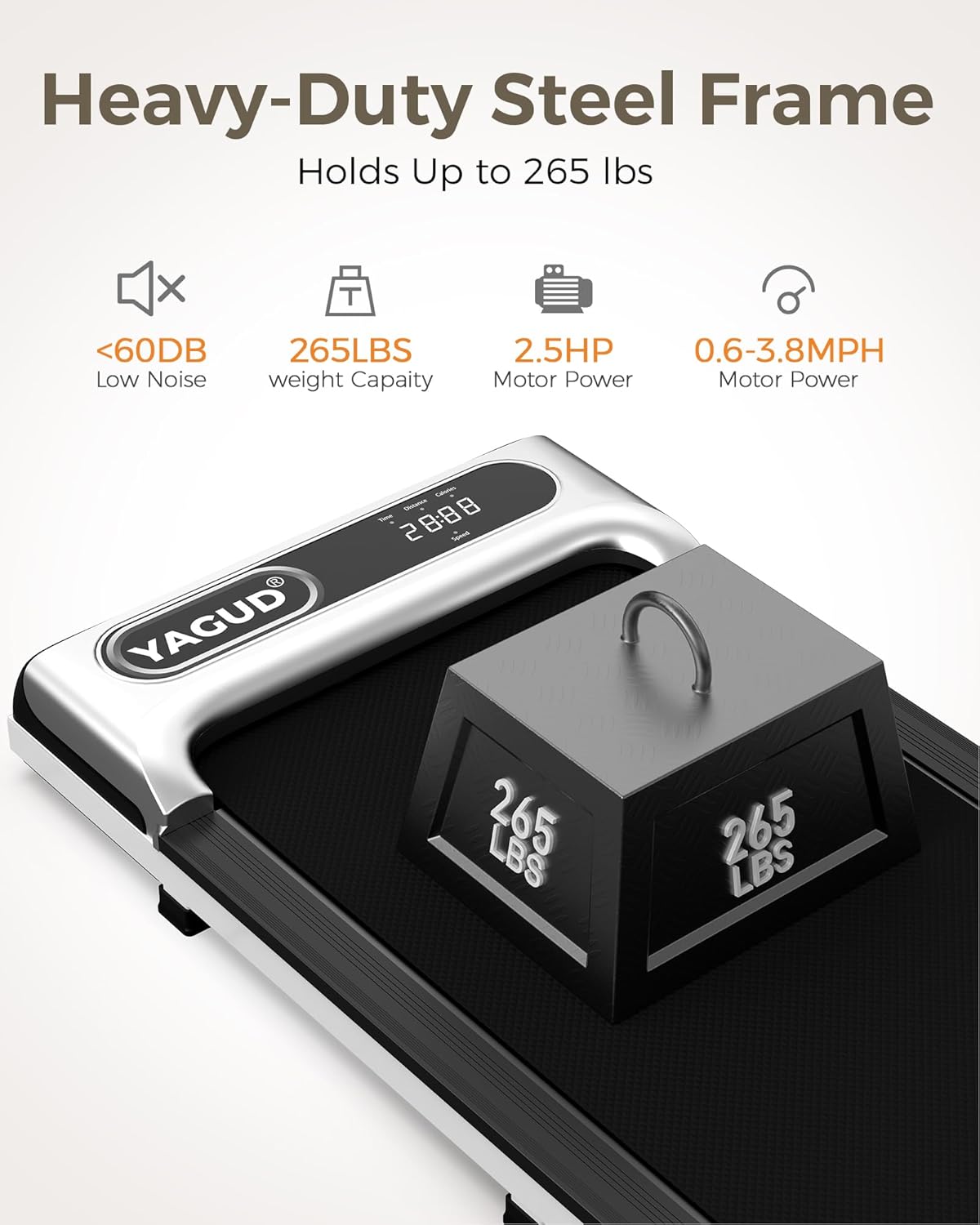 Under Desk Treadmill, Walking Pad for Home and Office, 2.5 HP Portable Walking Jogging Running Machine with Remote Control and LED Display, Silver - Image 3