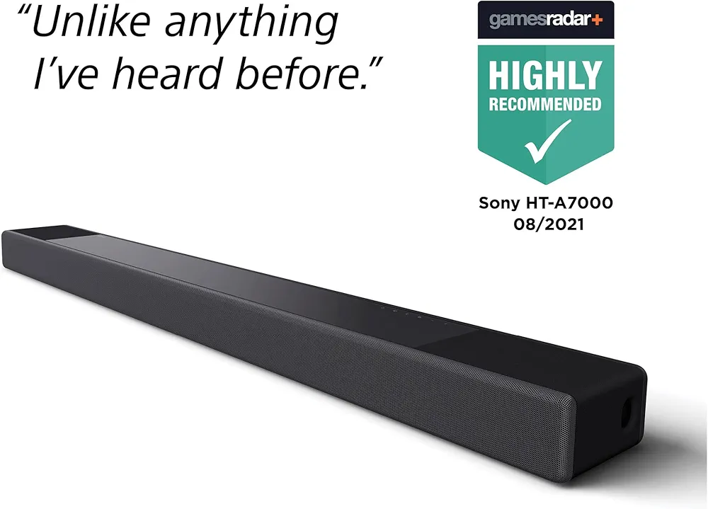 HT-A7000 7.1.2ch 500W Dolby Atmos Sound Bar Surround Sound Home Theater with DTS:X and 360 Spatial Sound Mapping, works with Alexa and Google Assistant,
