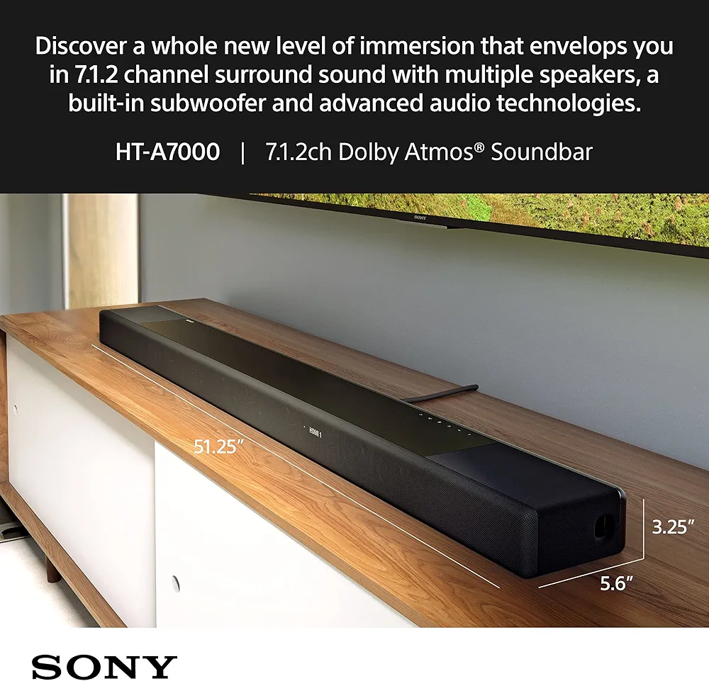 HT-A7000 7.1.2ch 500W Dolby Atmos Sound Bar Surround Sound Home Theater with DTS:X and 360 Spatial Sound Mapping, works with Alexa and Google Assistant, - Image 7